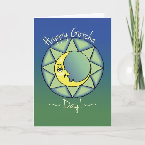 Gotcha DayAdoption Anniversary Moon Blue Green Card