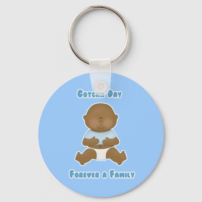 Gotcha Day Forever a Family boy Keychain (Front)