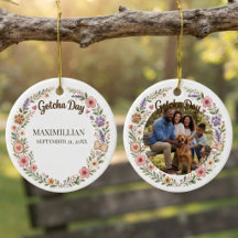 Gotcha Day photo floral wreath pastel
