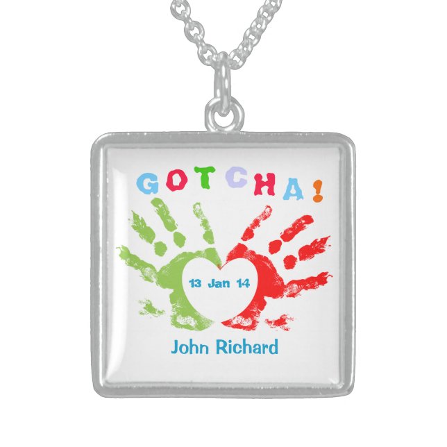 Gotcha Day! Sterling Silver Necklace (Front)