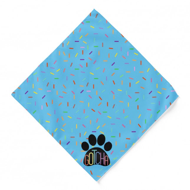 “Gotcha” Paw Print Confetti Bandanna (Front)