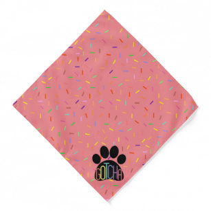 “Gotcha” Pink Paw Print Confetti Bandanna