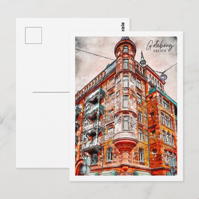 Goteborg Sweden Travel Place Watercolor Postcard (Front/Back)