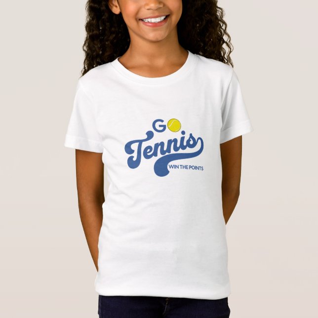 GoTennis in Blue Girls' T-Shirt (Front)