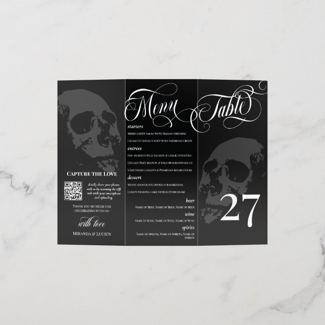 Goth 2 in 1 Wedding Menu Table Triangle Stand Brochure (Outside)