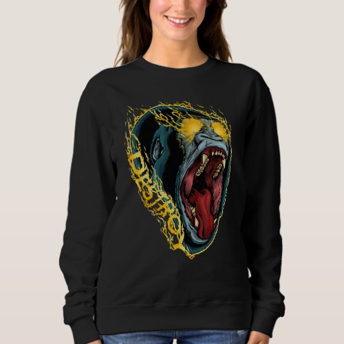 Goth Aesthetic Bad Gorilla Evil Spirit Animal Sweatshirt
