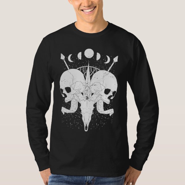 Goth Aesthetic Skull Moon Phases Gothic Grunge T-Shirt (Front)