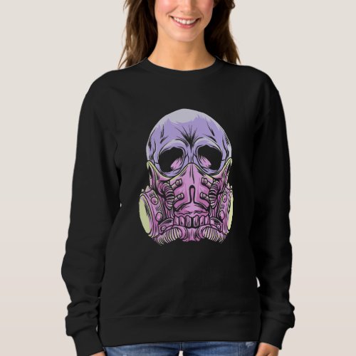 Goth Aesthetic Skull With Gas Mask Gothic Occult E Sweatshirt