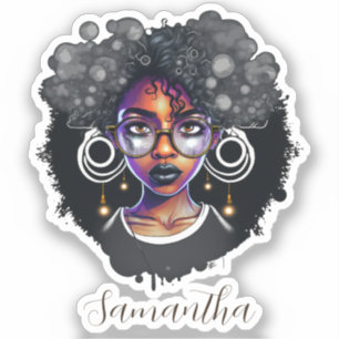 Goth Afro Woman Sticker