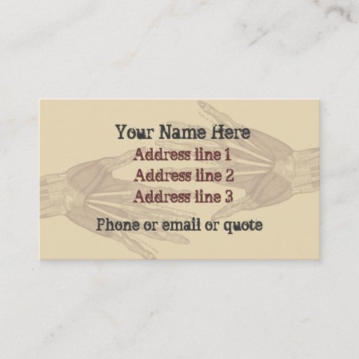 Customizable Goth Anatomy Hands Business Card Tan 2