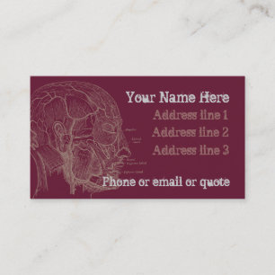 Goth Anatomy Head Business Card Red