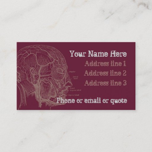 Customizable Goth Anatomy Head Business Card Red