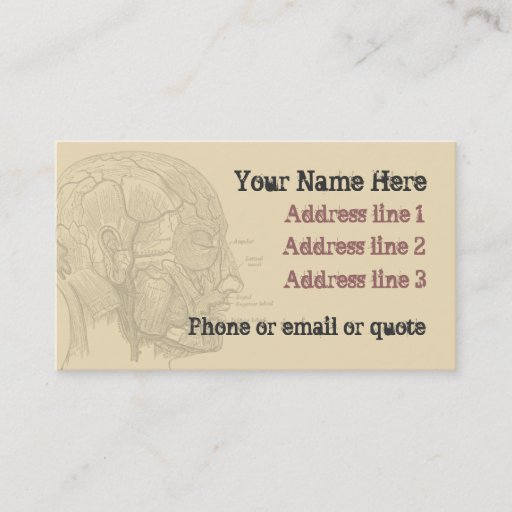 Customizable Goth Anatomy Head Business Card Tan