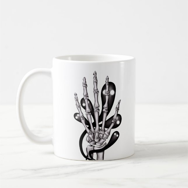 Goth Anatomy Skeleton Hand Spooky Ghosts Coffee Mug (Left)