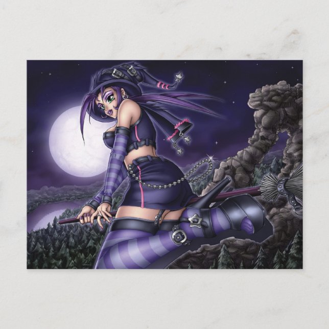 Goth Anime Witch Postcard (Front)