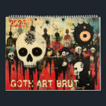 Goth Art Brut 2025 Calendar<br><div class="desc">Introducing the Goth Art Brut Calendar, a mesmerizing fusion of dark aesthetics and raw artistic expression. Each month features a striking piece that brings together the macabre and the unconventional. With haunting imagery, bold colors, and intricate details, this calendar serves as both a functional timekeeper and a captivating art collection....</div>