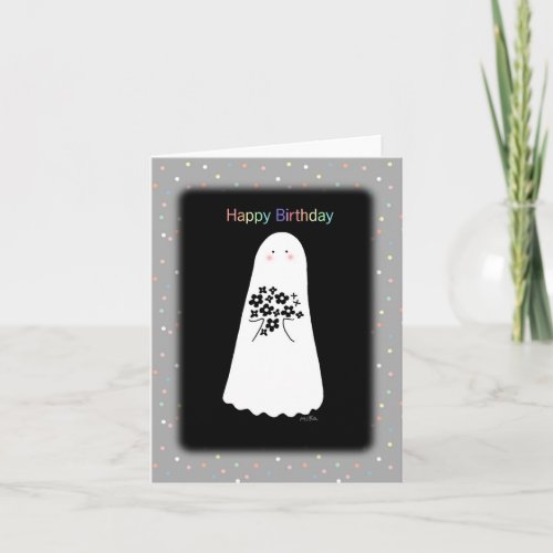 Goth Art Creepy Cute Kawaii Ghost Happy Birthday Card