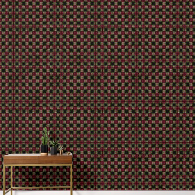 Goth Art Nouveau Rose and Dahlia Reds Wallpaper (Hallway)
