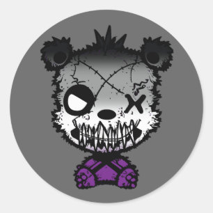 Goth Asexual Pride Flag Colored Bear Classic Round Sticker