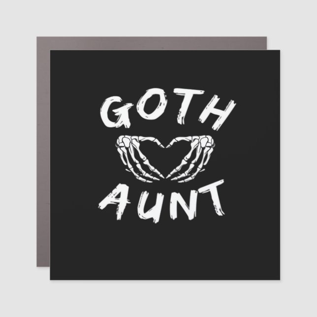 Goth Aunt Punk Skeleton Heart Hands Gothic Design Car Magnet (Front)