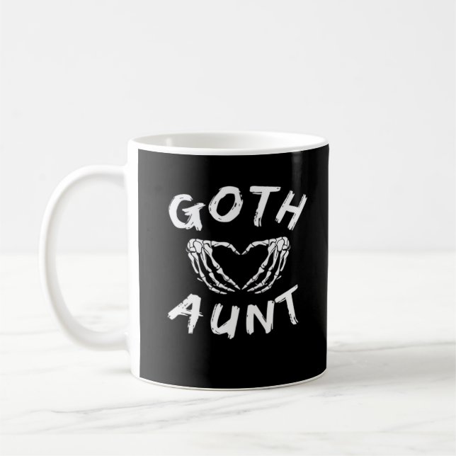 Goth Aunt Punk Skeleton Heart Hands Gothic Design Coffee Mug (Left)