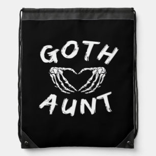 Goth Aunt Punk Skeleton Heart Hands Gothic Design Drawstring Bag