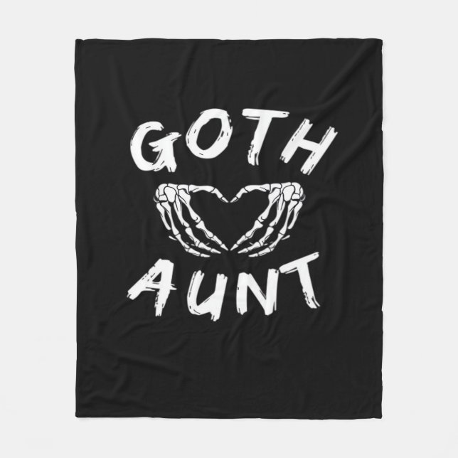 Goth Aunt Punk Skeleton Heart Hands Gothic Design Fleece Blanket (Front)