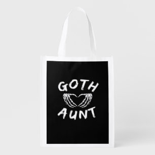 Goth Aunt Punk Skeleton Heart Hands Gothic Design Grocery Bag