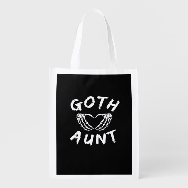 Goth Aunt Punk Skeleton Heart Hands Gothic Design Grocery Bag (Front)