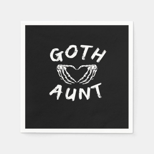 Goth Aunt Punk Skeleton Heart Hands Gothic Design Napkins (Front)