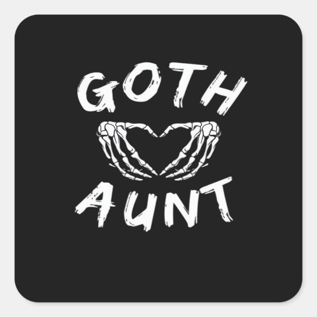 Goth Aunt Punk Skeleton Heart Hands Gothic Design Square Sticker (Front)