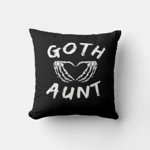 Goth Aunt Punk Skeleton Heart Hands Gothic Design Throw Pillow
