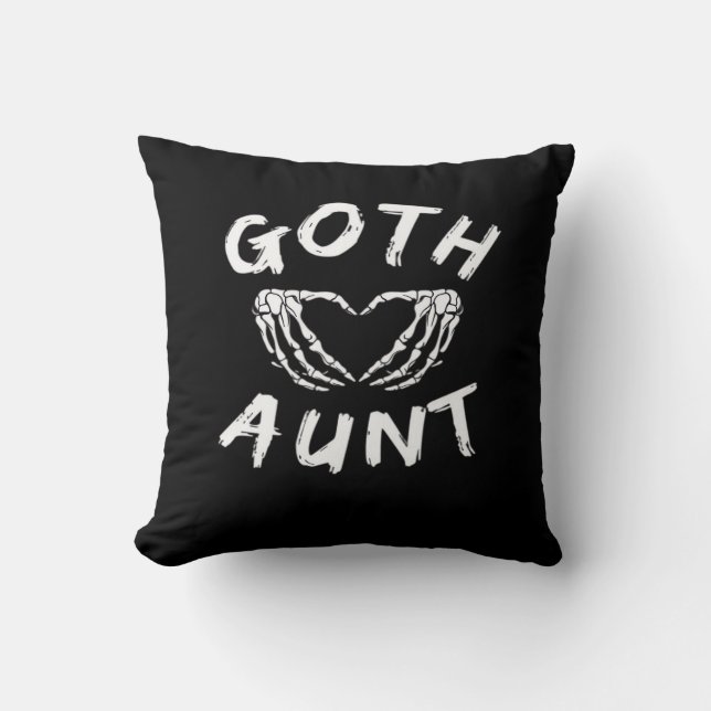 Goth Aunt Punk Skeleton Heart Hands Gothic Design Throw Pillow (Front)