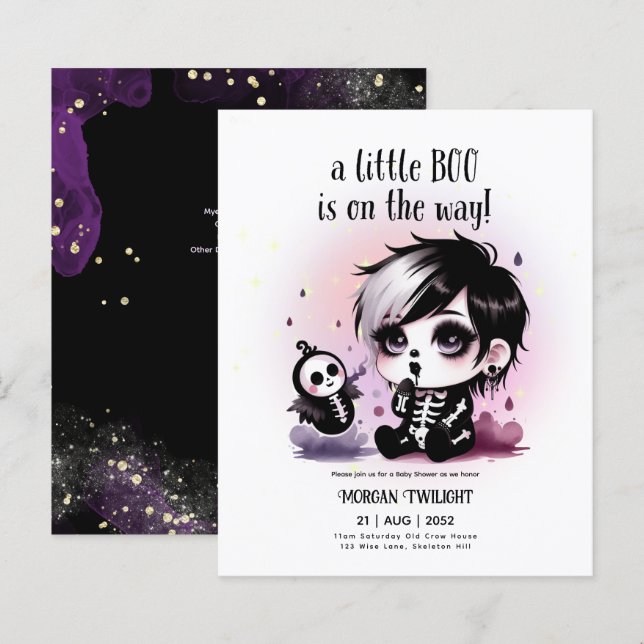 Goth Baby Boy Ghost Little Boo on the Way (Front/Back)