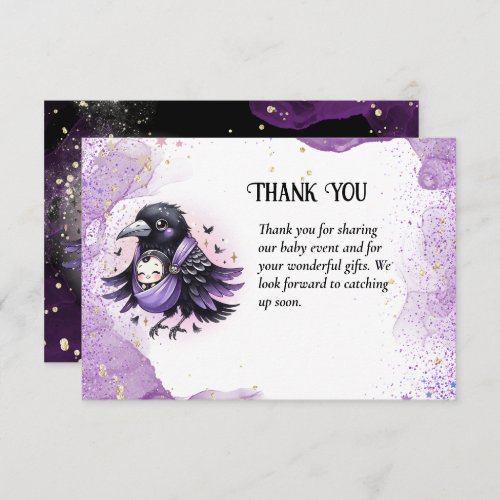 Goth Baby Boy Girl Shower Purple Black Thank You