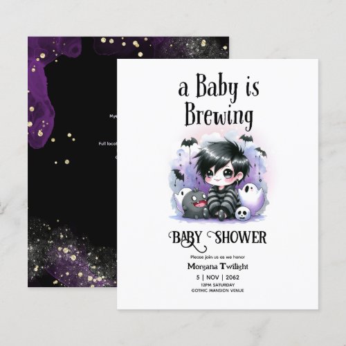 Goth Baby Boy is Brewing Witch Ghost Couldron