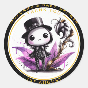 Goth Baby Boy or Girl Shower Crow Thank You Classic Round Sticker