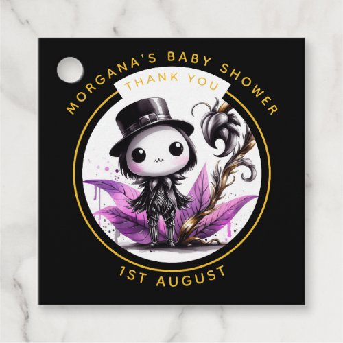 Goth Baby Boy or Girl Shower Crow Thank You  Favor Tags