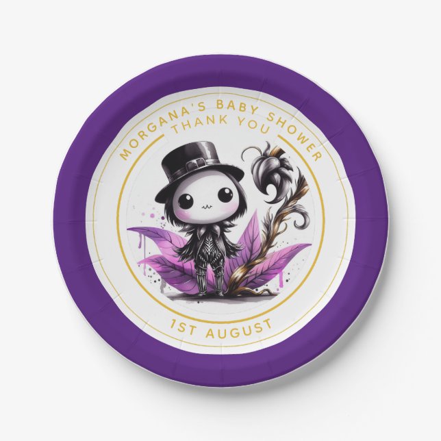 Goth Baby Boy or Girl Shower Thank You  Paper Plates (Front)