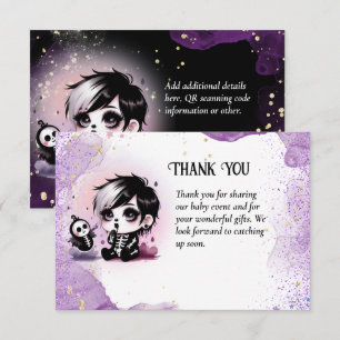 Goth Baby Boy Shower Purple Black Thank You Card