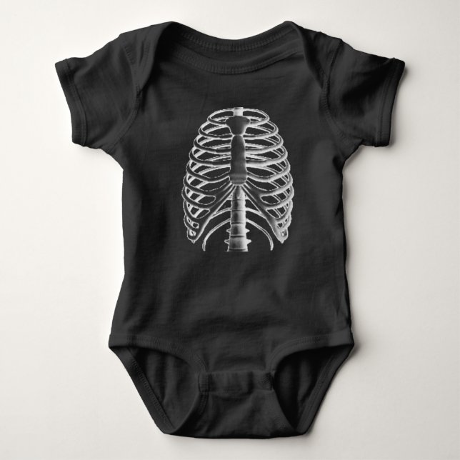 Goth Baby Clothes - Goth Punk Skeleton Ribcage Baby Bodysuit (Front)