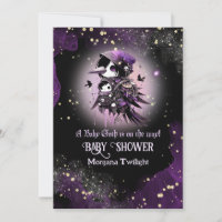 Goth Baby Girl Delivered by Crow Moonlight Invitation