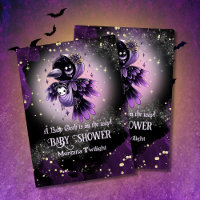 Goth Baby Girl Delivered by Crow Moonlight Invitation