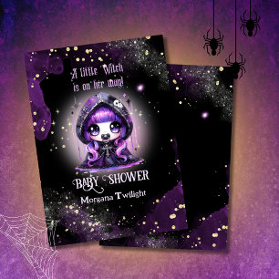 Goth Baby Girl Delivered by Crow Moonlight Invitation