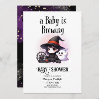 Goth Baby Girl is Brewing Witch Ghost Boo Invitation