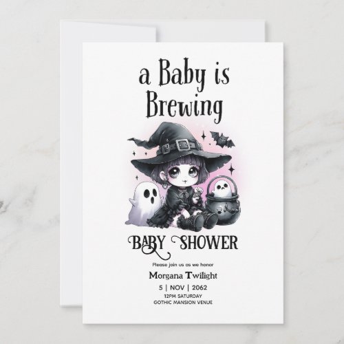 Goth Baby Girl is Brewing Witch Ghost Couldron Invitation
