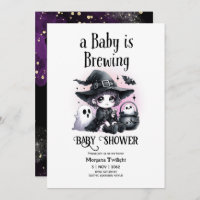 Goth Baby Girl is Brewing Witch Ghost Couldron Invitation