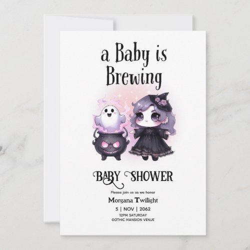 Goth Baby Girl is Brewing Witch Ghost Couldron Invitation