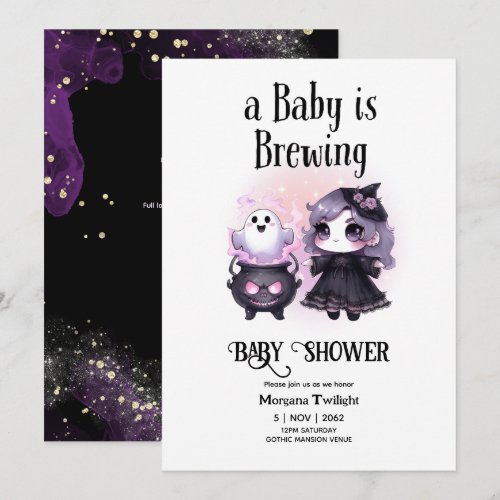 Goth Baby Girl is Brewing Witch Ghost Couldron Invitation