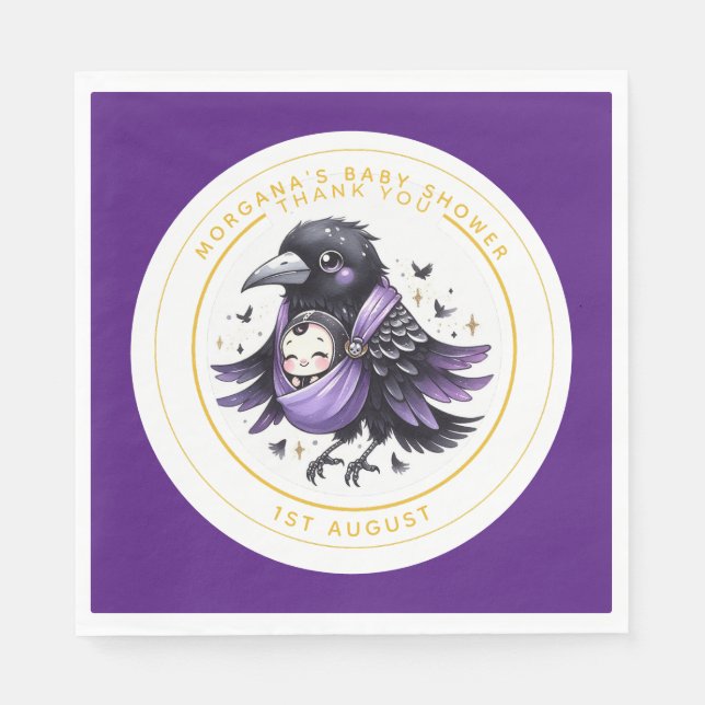 Goth Baby Girl Shower Bat Vampire Partyware Napkins (Front)
